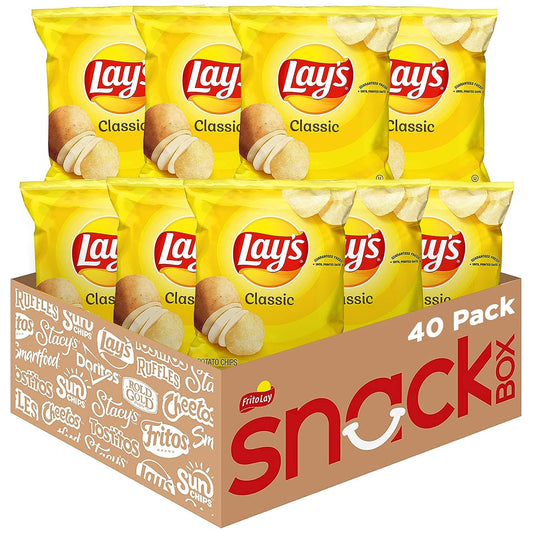 Lays Potato Chips, Classic, 1 Ounce (Pack of 40)